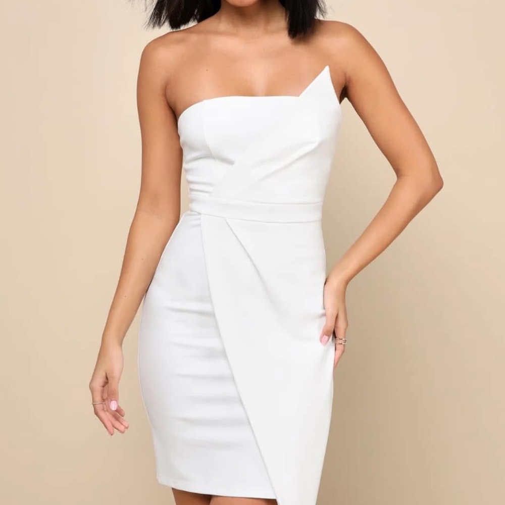 Lulu's Chic White Strapless Dress